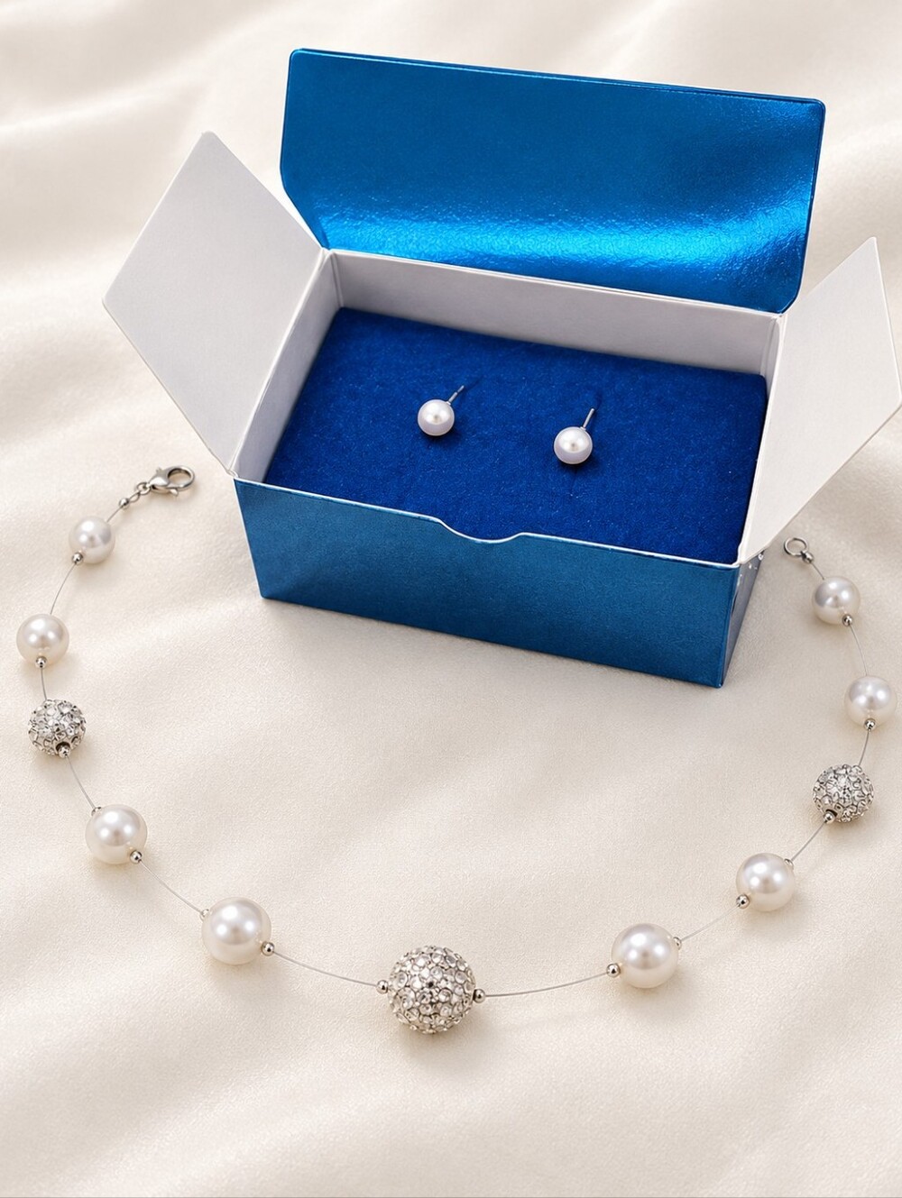 Vintage Avon Faux Pearl Necklace Earrings Set 2007 NIB